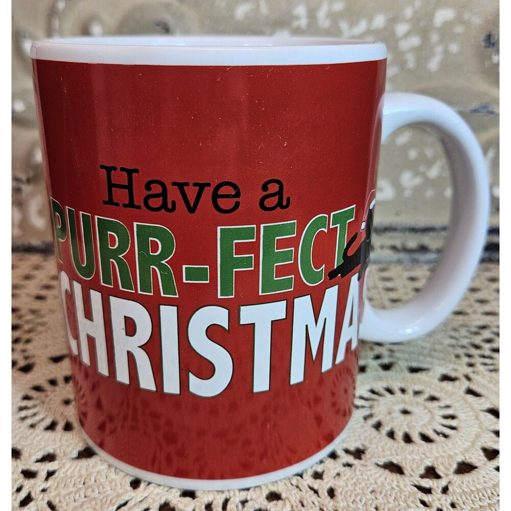 NWT Ceramic Christmas Coffee Tea Mug "Purr-fect Christmas" for Cat Lovers 16oz
